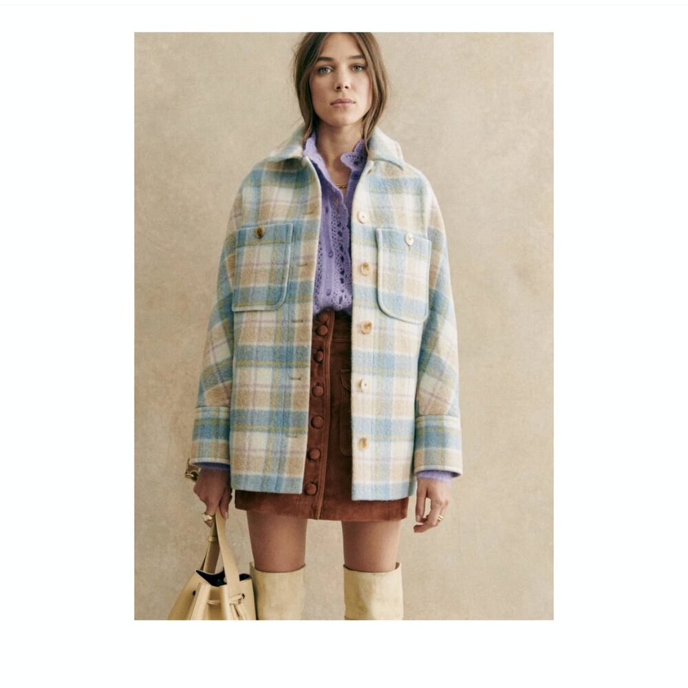 NWOT Sezane Armand Coat in Pastel Tartan